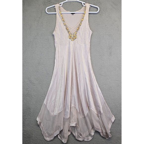 Komarov Dresses & Skirts - Vintage Komarov Maxi Dress‎ Womens L Jeweled Neckline Charmeuse Asymmetric Flowy